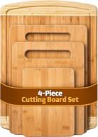 🔪 set of 4 bamboo cutting boards - kitchen chopping boards with juice groove for meat, cheese and vegetables - large natural wood butcher block, cheese board & charcuterie board logo