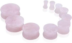 img 3 attached to NewZenro 2 Pairs: Rose Quartz Aventurine Natural 🌹 Organic Stone Ear Plugs Gauges - Body Jewelry Set