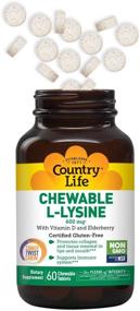 img 3 attached to 🌿 Boost Immune Health with Country Life Chewable L-Lysine 600mg - 60 Tabs - Supports Collagen & Vitamin D - Elderberry - Great Taste