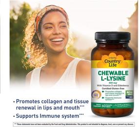 img 1 attached to 🌿 Boost Immune Health with Country Life Chewable L-Lysine 600mg - 60 Tabs - Supports Collagen & Vitamin D - Elderberry - Great Taste