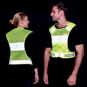 img 1 attached to High Visibility Ambidextrous Reflective Vest for Running, Cycling, Jogging, Dog Walking - Waist 26-52 inches - Yellow Reflector Vest - Safety Gear for Men and Women