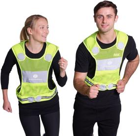 img 3 attached to High Visibility Ambidextrous Reflective Vest for Running, Cycling, Jogging, Dog Walking - Waist 26-52 inches - Yellow Reflector Vest - Safety Gear for Men and Women