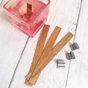 img 3 attached to 🕯️ Natural Wooden Candle Wicks with Iron Stand - 100Pcs | Smokeless Eco-Friendly Wick for DIY Candle Making | 5.1x0.51inch Craft Supplies
