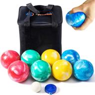 🎾 rally and roar soft rubber bocce ball game set - premium 8 balls, pallino, carry case, measuring rope - 84mm - fun for all ages логотип