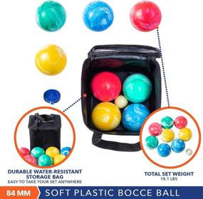 img 1 attached to 🎾 Rally and Roar Soft Rubber Bocce Ball Game Set - Premium 8 Balls, Pallino, Carry Case, Measuring Rope - 84mm - Fun for All Ages