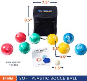 img 3 attached to 🎾 Rally and Roar Soft Rubber Bocce Ball Game Set - Premium 8 Balls, Pallino, Carry Case, Measuring Rope - 84mm - Fun for All Ages