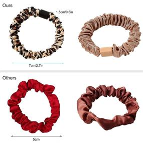 img 3 attached to 🎀 Silk Hair Ties and Satin Scrunchies - Small Mini Scrunchy Hair Accessories for Women with Thick Hair - Cute Soft No Slip Hair Elastics - Ponytail Holder for Curly Hair - No Damage Hair Ties - Perfect Gift for Girls