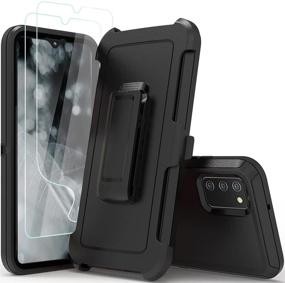 img 3 attached to Samsung Galaxy A02s Case with Screen Protectors: Rugged 📱 Full Body Protection with Kickstand and Belt Clip Holster (Black)