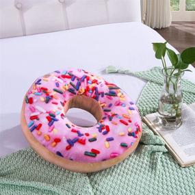 img 2 attached to HYSEAS Round Pink Donut Throw Pillow: 14 Inch 3D Digital Print, Fun Food Shape, Soft Plush Cushion for Couch, Chair, Floor, Sofa