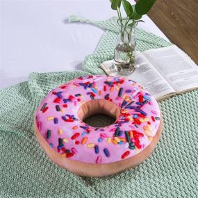 img 1 attached to HYSEAS Round Pink Donut Throw Pillow: 14 Inch 3D Digital Print, Fun Food Shape, Soft Plush Cushion for Couch, Chair, Floor, Sofa