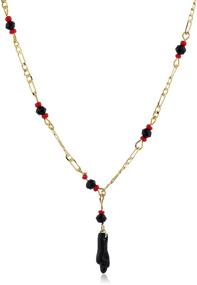 img 1 attached to 🔮 18K Gold Plated Black Red Hand Figa Charm Link Chain Bracelet - Good Luck Kabbalah Seed Beaded Anklet Amulet. Protection Jewelry for Babies, Kids, Women, Men, Girls, and Boys.