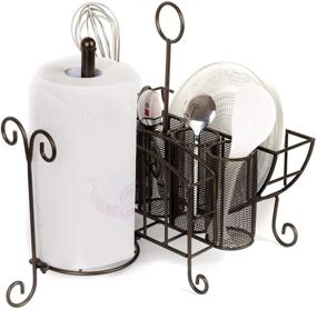 img 3 attached to 🍴 VANRA Metal Rack Flatware Caddy Buffet Organizer for Silverware, Plates, Utensils, Flatware, Napkins, Cutlery with Paper Towel Holder & Loop Handle