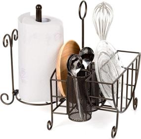 img 4 attached to 🍴 VANRA Metal Rack Flatware Caddy Buffet Organizer for Silverware, Plates, Utensils, Flatware, Napkins, Cutlery with Paper Towel Holder & Loop Handle