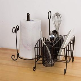 img 2 attached to 🍴 VANRA Metal Rack Flatware Caddy Buffet Organizer for Silverware, Plates, Utensils, Flatware, Napkins, Cutlery with Paper Towel Holder & Loop Handle