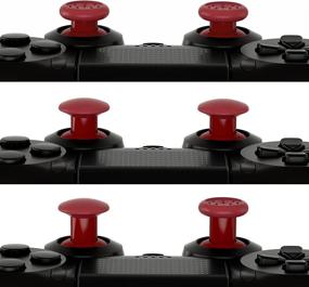 img 1 attached to eXtremeRate Carmine Red ThumbsGear Interchangeable Ergonomic Thumbstick for PS5 Controller & PS4 All Model Controller - Adjustable Joystick with 3 Height Domed and Concave Grips