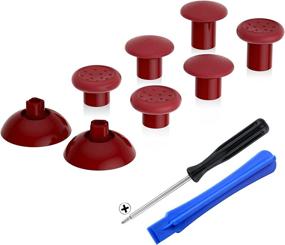 img 4 attached to eXtremeRate Carmine Red ThumbsGear Interchangeable Ergonomic Thumbstick for PS5 Controller & PS4 All Model Controller - Adjustable Joystick with 3 Height Domed and Concave Grips