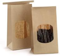 🛍️ bagdream bakery bags with window small kraft paper bags 100pcs: tin tie tab lock brown window bags for cookies, coffee, and treats logo