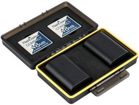 img 1 attached to Держатель карты CompactFlash и чехол для хранения батарей для камеры - Размещает 2 CF-карты + 2 батареи для камеры Canon LP-E6 EOS 5DM4 5DM3 5DM2 5Ds 5DsR 7DM2 7D Nikon EN-EL15 D810A D810 D800E D800