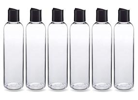 img 3 attached to 🧴 Set of 6 LJDeals BPA-Free 8 oz Clear Plastic Bottles with Black Disc Top Caps - Refillable Containers for Shampoo, Lotions, Creams & More - Made in USA