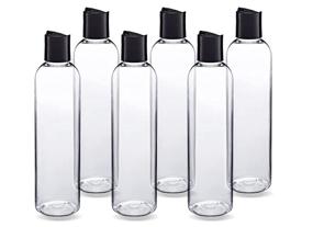 img 2 attached to 🧴 Set of 6 LJDeals BPA-Free 8 oz Clear Plastic Bottles with Black Disc Top Caps - Refillable Containers for Shampoo, Lotions, Creams & More - Made in USA