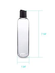 img 1 attached to 🧴 Set of 6 LJDeals BPA-Free 8 oz Clear Plastic Bottles with Black Disc Top Caps - Refillable Containers for Shampoo, Lotions, Creams & More - Made in USA