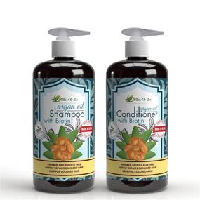 img 4 attached to Vita A to Zee Moroccan Argan Oil Biotin Shampoo & Conditioner Set: Natural Hair Repair & Moisturization Treatment for Dry, Damaged Hair, DHT Blocker & Anti Hair Loss