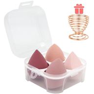 🎨 set of 5 makeup sponges blender - 4 professional beauty sponge foundation blenders with 1 sponge holder and egg case, ideal for flawless application of cream, powder, and liquid products logo