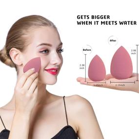 img 1 attached to 🎨 Set of 5 Makeup Sponges Blender - 4 Professional Beauty Sponge Foundation Blenders with 1 Sponge Holder and Egg Case, Ideal for Flawless Application of Cream, Powder, and Liquid Products