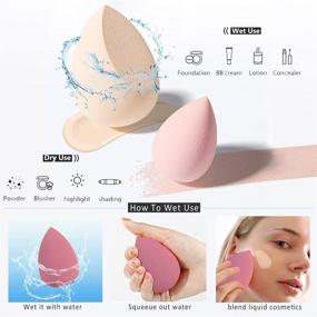 img 3 attached to 🎨 Set of 5 Makeup Sponges Blender - 4 Professional Beauty Sponge Foundation Blenders with 1 Sponge Holder and Egg Case, Ideal for Flawless Application of Cream, Powder, and Liquid Products