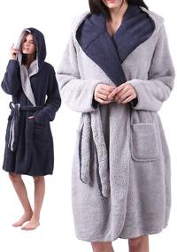img 4 attached to 🛀 Cozy and Stylish: Reversible Sherpa Hooded Lightweight Ladies Bathrobe with Double Layers