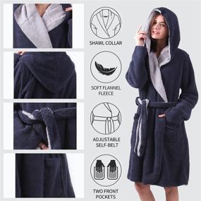 img 1 attached to 🛀 Cozy and Stylish: Reversible Sherpa Hooded Lightweight Ladies Bathrobe with Double Layers