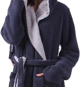 img 3 attached to 🛀 Cozy and Stylish: Reversible Sherpa Hooded Lightweight Ladies Bathrobe with Double Layers