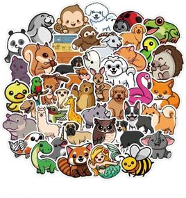 img 4 attached to 🐾 Nature Animal Sticker Pack: 50PCS Cute Animal Waterproof Stickers - Ideal Gift for Kids, Teens, and Adults - Suitable for Water Bottles, Notebooks, Skateboards, Suitcases, and Guitars