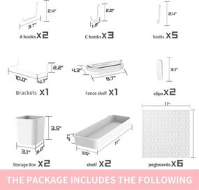 img 2 attached to JoyBHole 33x22 Pegboard Combination Kit and 18 Accessories - Shelf Storage Bins, Hooks, Brackets, Clips - No Drilling Required for Garage, Kitchen, Living Room, Bathroom, Office - White, Pack of 6