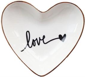 img 4 attached to 💍 Ceramic Heart Shape Ring Dish Holder Jewelry Tray Trinket Holder - Home Decor, Wedding Birthday Xmas Gift