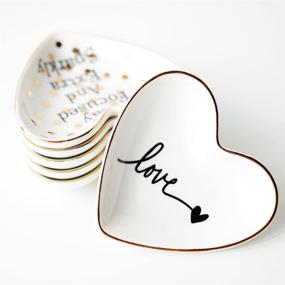 img 3 attached to 💍 Ceramic Heart Shape Ring Dish Holder Jewelry Tray Trinket Holder - Home Decor, Wedding Birthday Xmas Gift