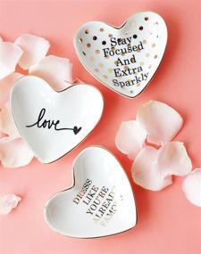 img 1 attached to 💍 Ceramic Heart Shape Ring Dish Holder Jewelry Tray Trinket Holder - Home Decor, Wedding Birthday Xmas Gift