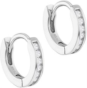 img 3 attached to Classy and Alluring 925 Sterling Silver Small Hoop Huggie Earrings with Clear Cubic Zirconia for Girls and Young Teens - Safe for Sensitive Ears - Perfect Birthday Gift.