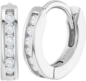 img 4 attached to Classy and Alluring 925 Sterling Silver Small Hoop Huggie Earrings with Clear Cubic Zirconia for Girls and Young Teens - Safe for Sensitive Ears - Perfect Birthday Gift.