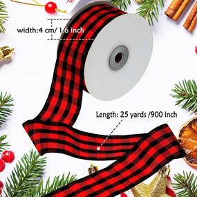 img 3 attached to 🎀 Vibrant Red and Black Plaid Ribbon - 25 Yards x 1.6 Inches - Ideal for Christmas Crafts & Wedding Decorations