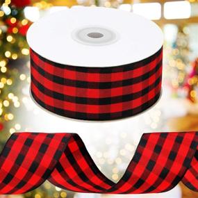 img 2 attached to 🎀 Vibrant Red and Black Plaid Ribbon - 25 Yards x 1.6 Inches - Ideal for Christmas Crafts & Wedding Decorations