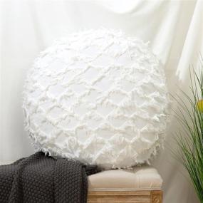 img 3 attached to 🛋️ HIGOGOGO White Rhombic Tassel Floor Pillow: Stylish Round Floor Cushion Pouf with Removable Cover - Perfect for Living Room, Bedroom, and Sofa Seating