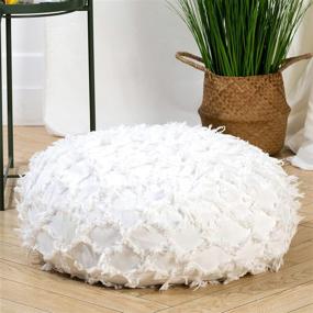 img 4 attached to 🛋️ HIGOGOGO White Rhombic Tassel Floor Pillow: Stylish Round Floor Cushion Pouf with Removable Cover - Perfect for Living Room, Bedroom, and Sofa Seating