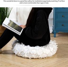 img 1 attached to 🛋️ HIGOGOGO White Rhombic Tassel Floor Pillow: Stylish Round Floor Cushion Pouf with Removable Cover - Perfect for Living Room, Bedroom, and Sofa Seating