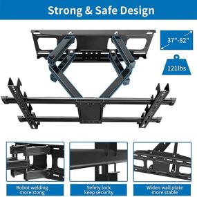 img 3 attached to JUSTSTONE Full Motion TV Wall Mount: Height Setting, Dual Articulating Arms for 37-82 Inch Flat Curved TVs, Swivels & Tilts with Rotation, Holds up to 121lbs, Max VESA 600X400mm
