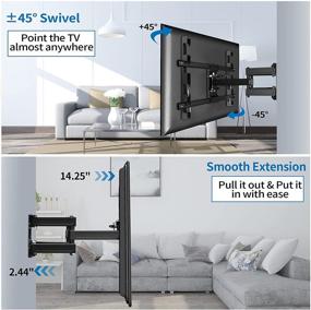 img 1 attached to JUSTSTONE Full Motion TV Wall Mount: Height Setting, Dual Articulating Arms for 37-82 Inch Flat Curved TVs, Swivels & Tilts with Rotation, Holds up to 121lbs, Max VESA 600X400mm