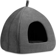 hollypet self-warming cat bed: 2-in-1 cat tent cave for kittens and small dogs - 16 x 16 x 17 inches triangle feline house hut with washable cushion, perfect for indoor and outdoor use logo