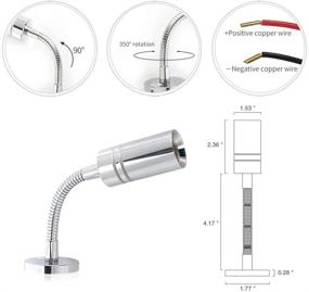 img 2 attached to 🔦 Гибкая короткая гусеничная лампа для чтения 12V для дома на колесах - двойной режим освещения, полированный хромированный диммер на прикосновение, проводное подключение, 2800-3200K, монтаж на поверхность на караване, лодке, яхте - 2 штуки.