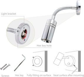 img 1 attached to 🔦 Гибкая короткая гусеничная лампа для чтения 12V для дома на колесах - двойной режим освещения, полированный хромированный диммер на прикосновение, проводное подключение, 2800-3200K, монтаж на поверхность на караване, лодке, яхте - 2 штуки.