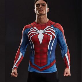 img 2 attached to 🕷️ Великолепный стиль и производительность: реглан с принтом Человека-паука, компрессионная одежда для мужчин X-Large.